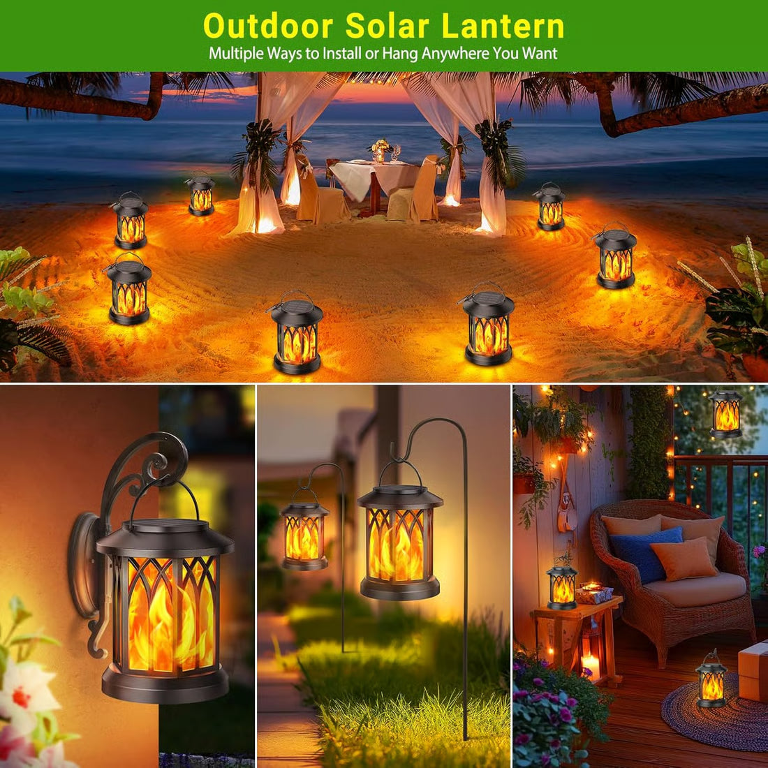 ✨LAST DAY ONLY 49% OFF🔥 upgraded flickering flame solar lantern outdoor waterproof light