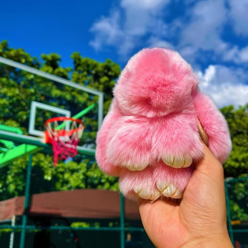 🔥 Handmade Soft Bunny Fur Ball Keychain – Cute & Stylish Must-Have!