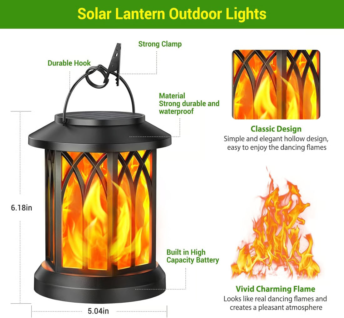 ✨LAST DAY ONLY 49% OFF🔥 upgraded flickering flame solar lantern outdoor waterproof light