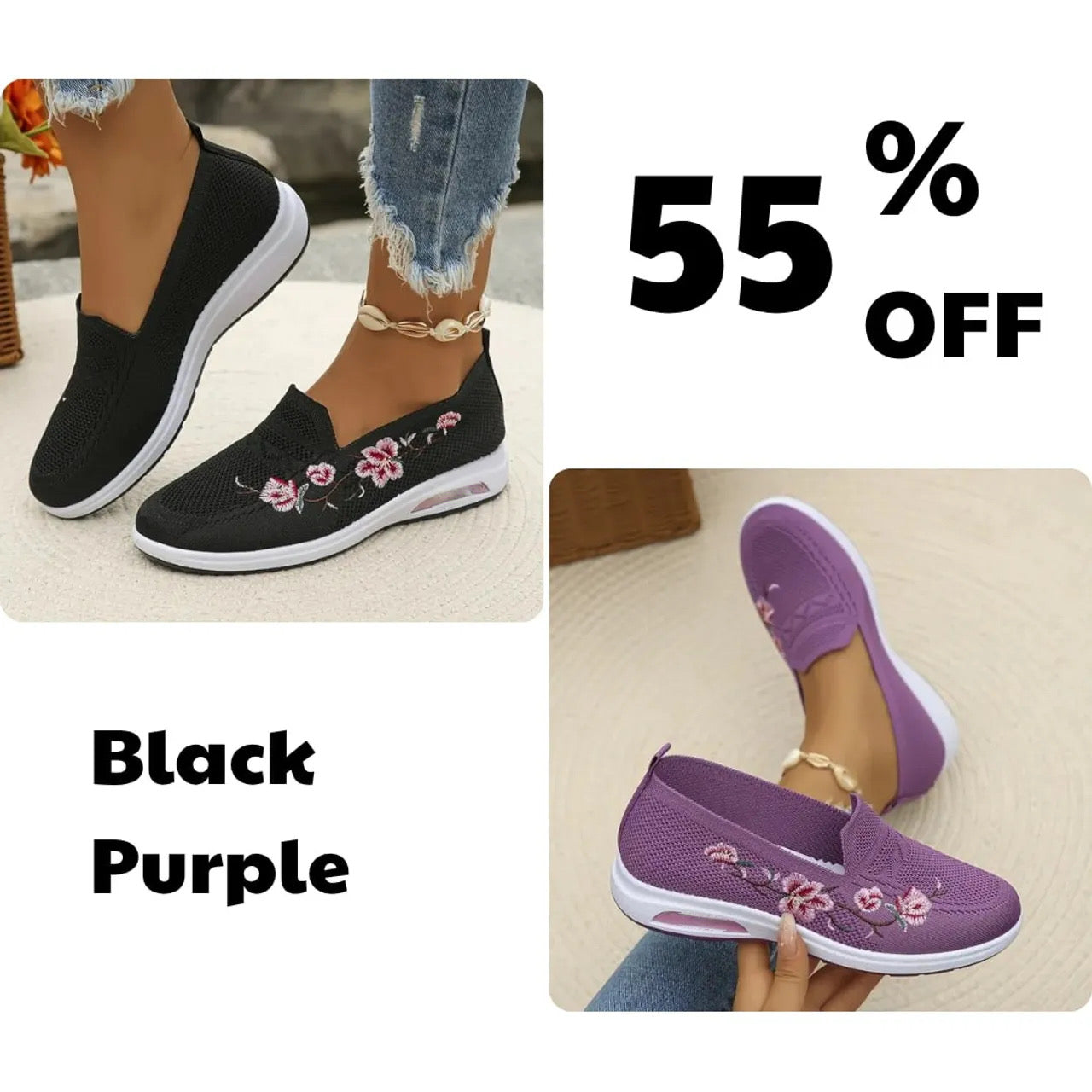 💥Hot Special Discount 70% OFF💥Women's breathable embroidered shoes, soft, comfortable & fashionable
