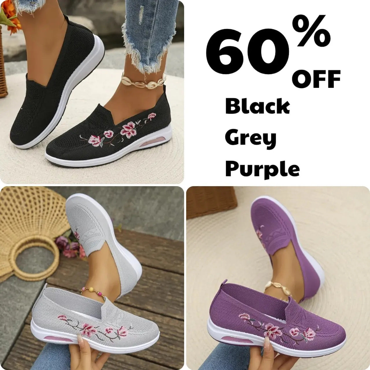 💥Hot Special Discount 70% OFF💥Women's breathable embroidered shoes, soft, comfortable & fashionable