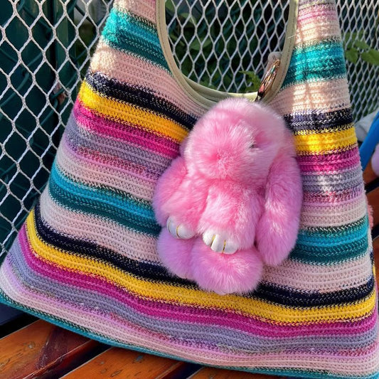 🔥 Handmade Soft Bunny Fur Ball Keychain – Cute & Stylish Must-Have!