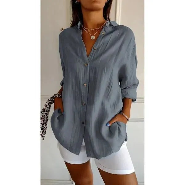 🌷LAST DAY SALE 49% OFF - Classic Pleated Textured Single-Breasted Lapel Shirt for Women
