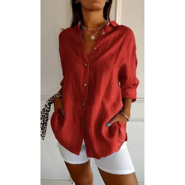 🌷LAST DAY SALE 49% OFF - Classic Pleated Textured Single-Breasted Lapel Shirt for Women