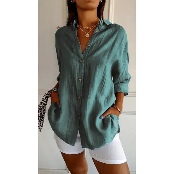 🌷LAST DAY SALE 49% OFF - Classic Pleated Textured Single-Breasted Lapel Shirt for Women