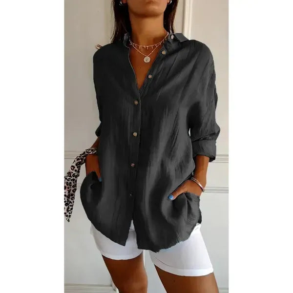 🌷LAST DAY SALE 49% OFF - Classic Pleated Textured Single-Breasted Lapel Shirt for Women
